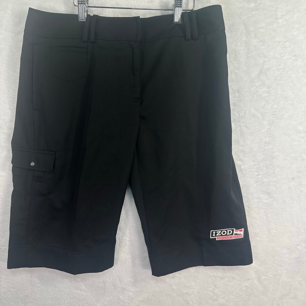 NWT IZOD IndyCar Series Shorts Women 6 Black Stretch Cargo Performance